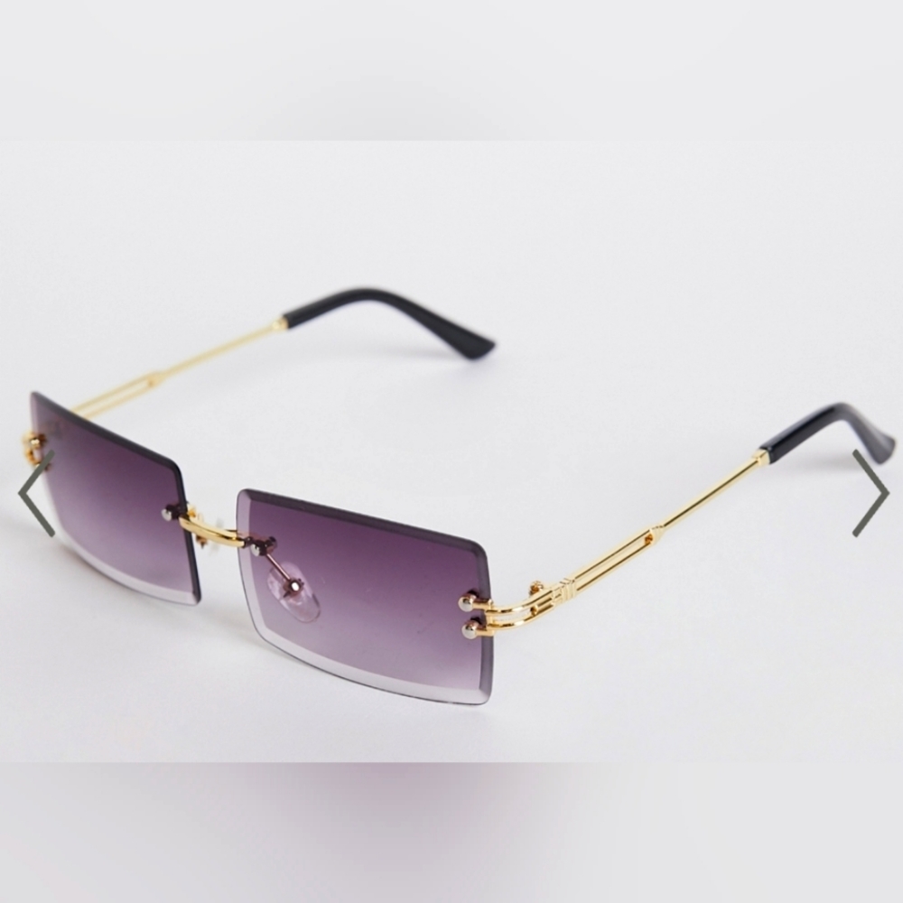 SUNGLASSES - RIMLESS SQUARE SUNGLASSES IN PINK FADE